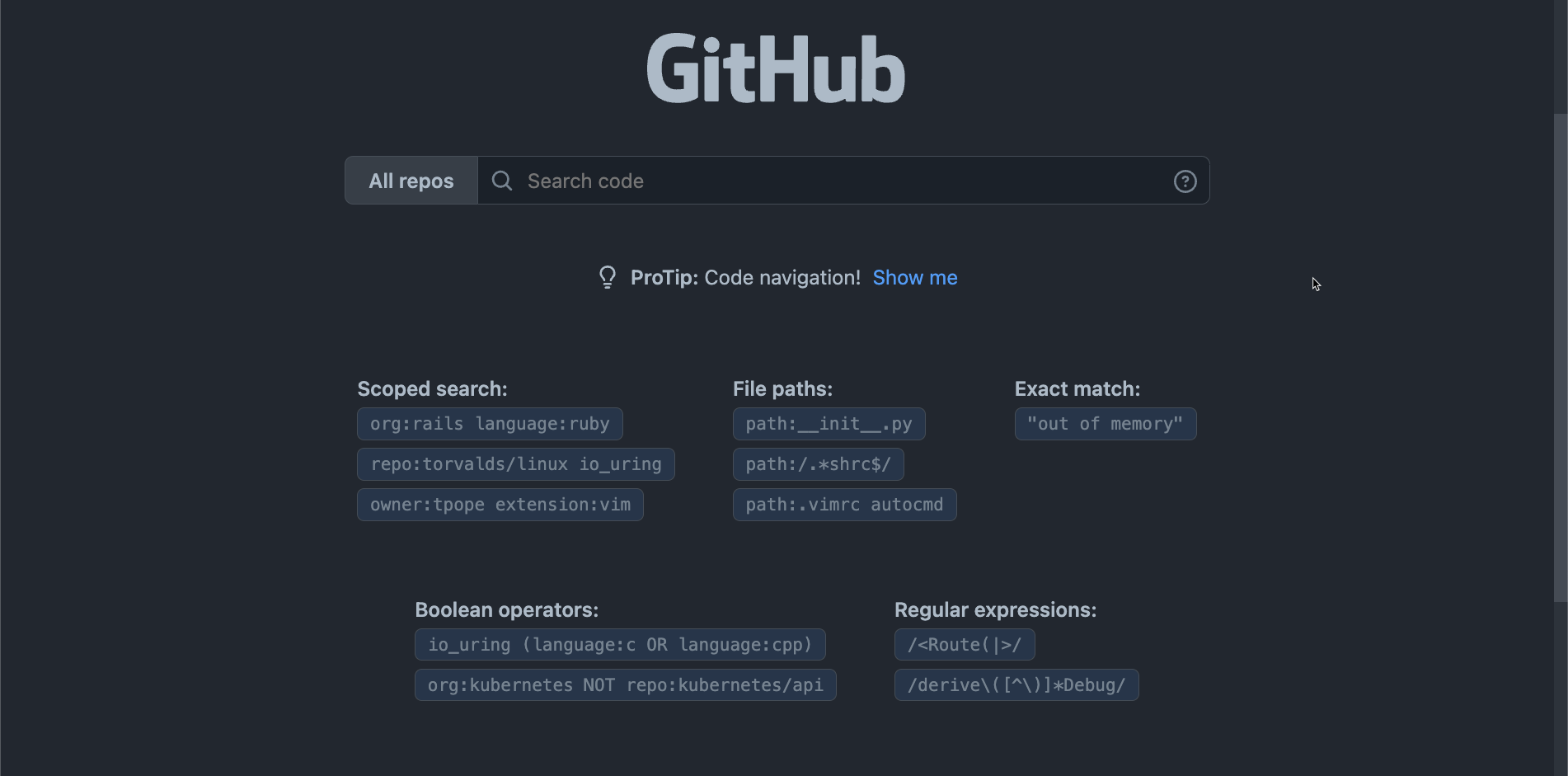Github Code Search
